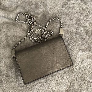 Chain Shoulder Bag in Metallic Gray - Sleek Crossbody